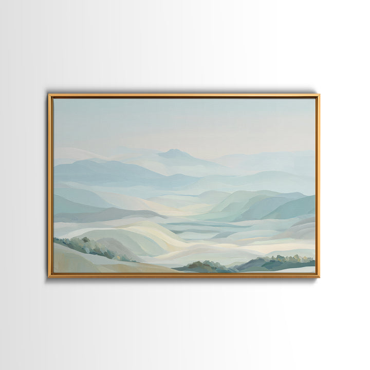 Minimal Sunrise over Rounded Hills Framed Canvas Print, Medical Office Art, Medical Wall Art, Office Decor, Fine Art, Calm, MOA-3x2-27
