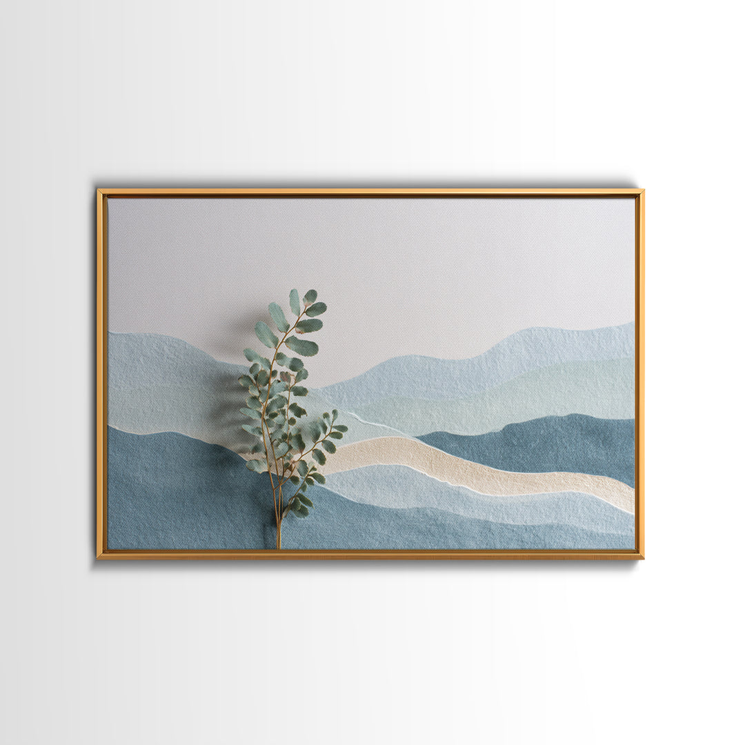Minimal Green Fern Specimen Framed Canvas Print, Medical Office Art, Healthcare Wall Art, Office Decor, Fine Art, Calm, MOA-3x2-36