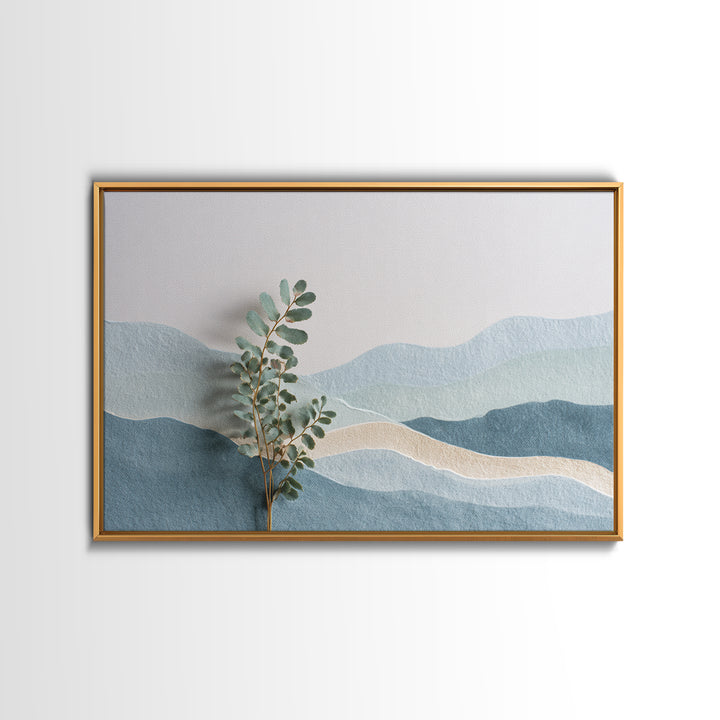 Minimal Green Fern Specimen Framed Canvas Print, Medical Office Art, Healthcare Wall Art, Office Decor, Fine Art, Calm, MOA-3x2-36