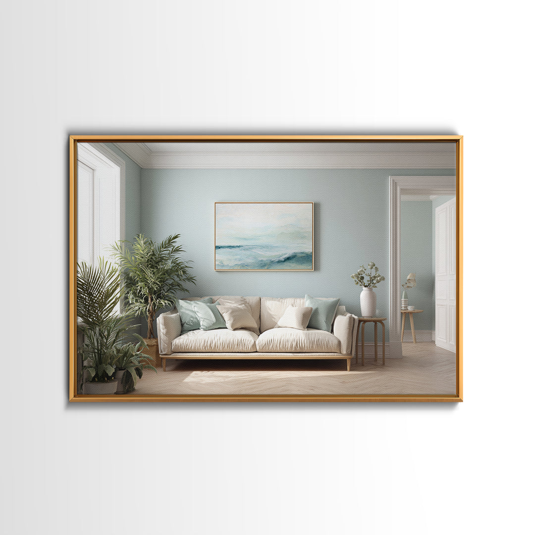 Calming Blue Abstract Framed Canvas Print, Medical Office Art, Medical Wall Art, Office Decor, Fine Art, Calm, Neutral Decor, MOA-3x2-5