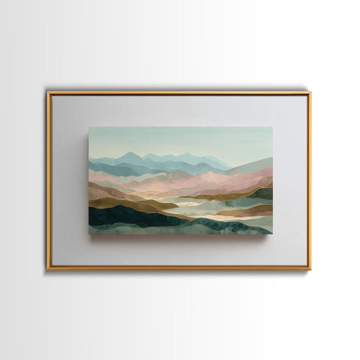 Minimal Sunrise over Rounded Hills Canvas Print, Medical Office Art, School Nurse Art, Office Decor, Calm, Luxury Decor, MOA-3x2-51