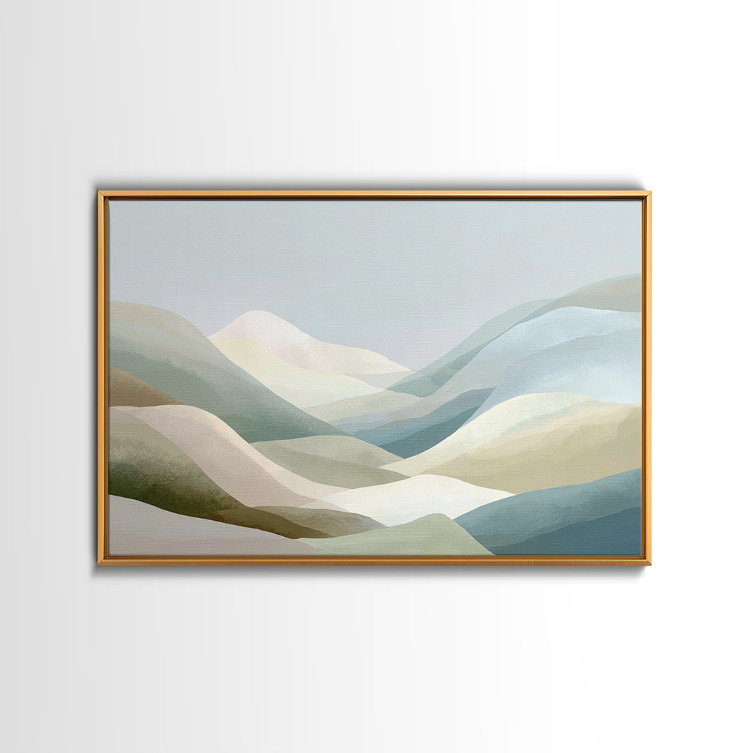 Soft Mountain Landscape Framed Canvas Print, Medical Office Art, Dental Office Decor, Office Decor, Fine Art, Calm, Brain Art, MOA-3x2-6