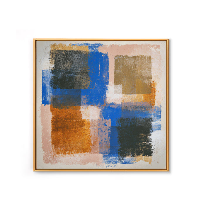Expressive Brushwork in Cobalt and Rust Canvas Print, Modern Art, Set of 3 Prints, Living Room Decor, Oil Painting, Modern, MOD-1x1-30