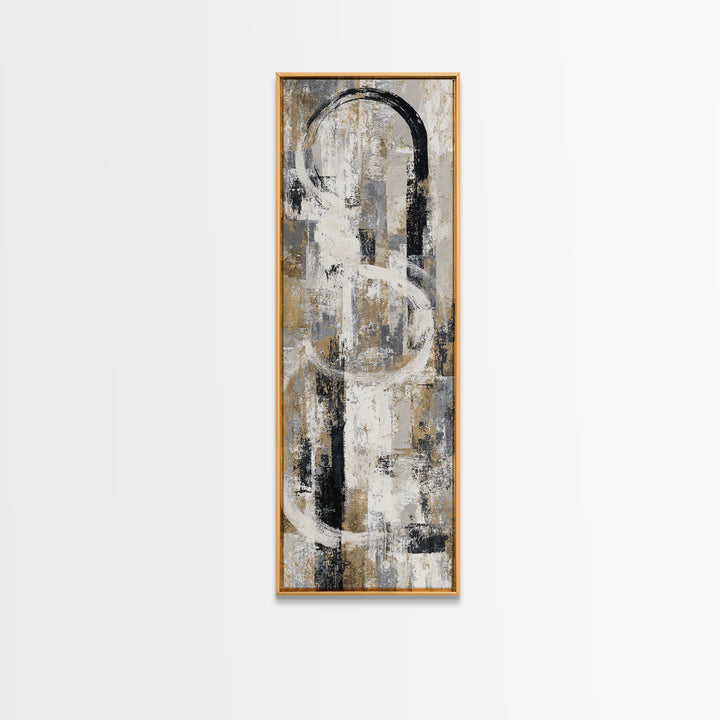 Dynamic Black Brush Marks on Neutral Ground Canvas Print, Modern Art, Art, Living Room Decor, Fine Art, Modern, Canvas Art, MOD-1x3-23