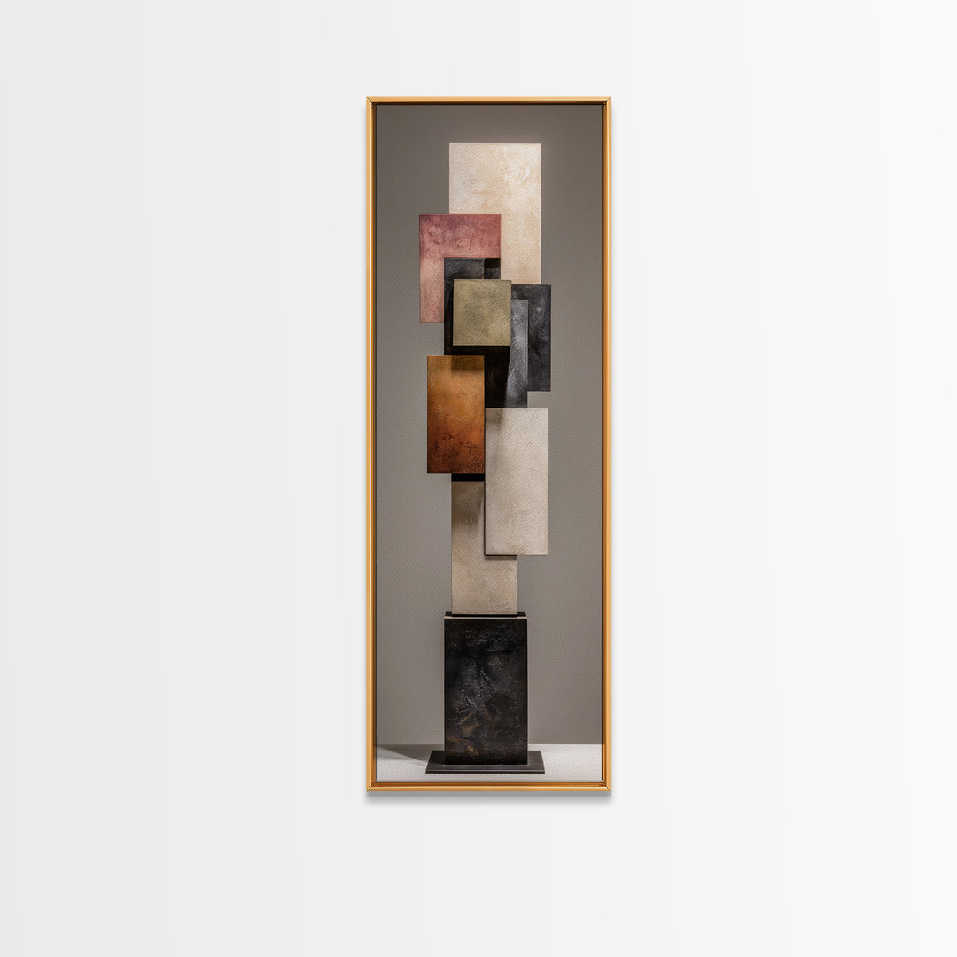 Minimal Sculpture Shapes Painted Canvas Print, Modern Art, Art Deco, Living Room Decor, Abstract Art, Modern, MOD-1x3-68
