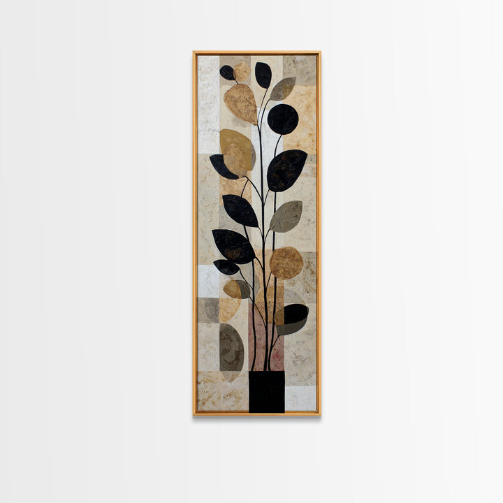 Clean Botanical Silhouette on Color Block Ground Canvas Print, Modern Art, Printable Art, Living Room Decor, Modern, MOD-1x3-83