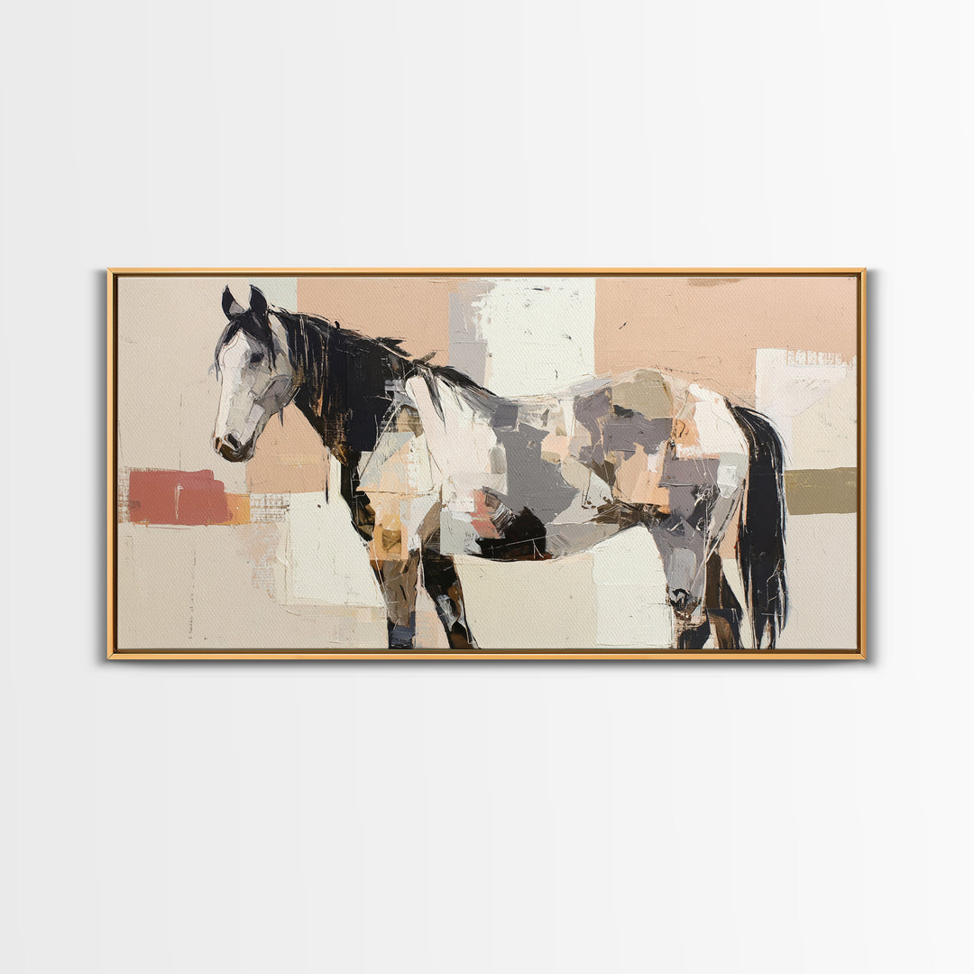 Contemporary Horse Portrait Framed Canvas Print, Modern Art, Living Room Decor, Fine Art, Modern, Gallery Decor, Neutral Decor, MOD-2x1-11
