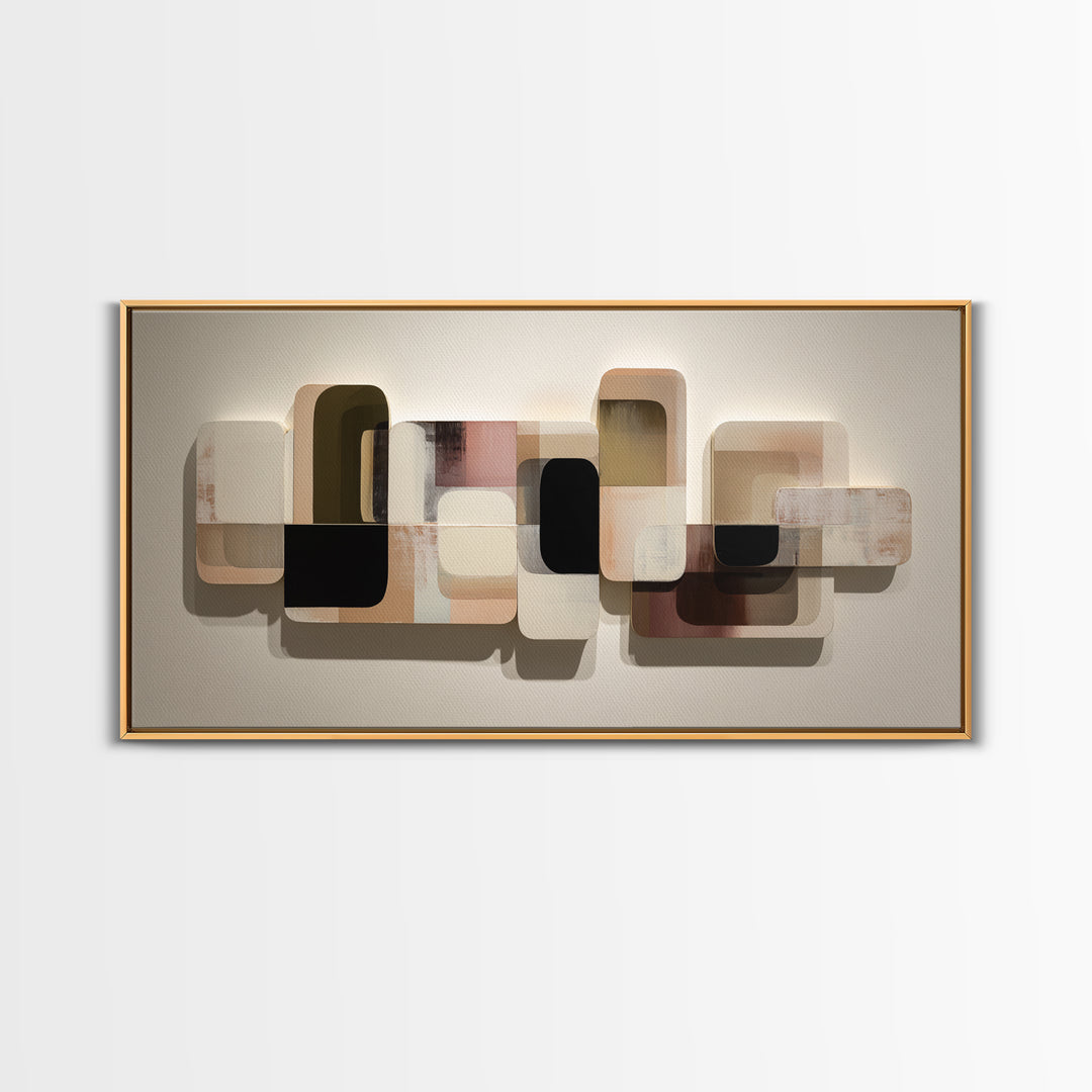 Minimal Sculpture Shapes Painted Canvas Print, Modern Art, Wall Decor, Living Room Decor, Abstract Art, Modern, Digital Print, MOD-2x1-52