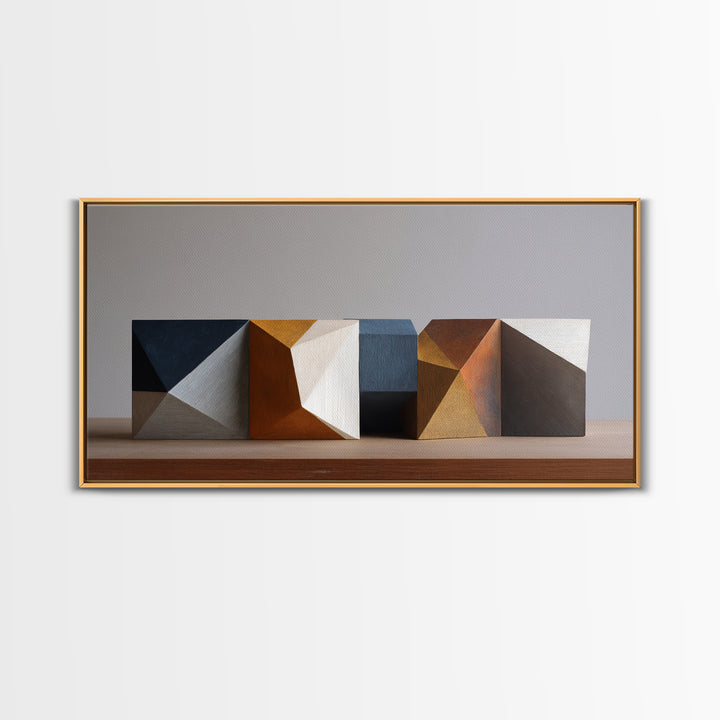 Minimal Sculpture Shapes Painted Canvas Print, Modern Art, Canvas Art, Living Room Decor, Fine Art, Modern, Poster Art, MOD-2x1-76