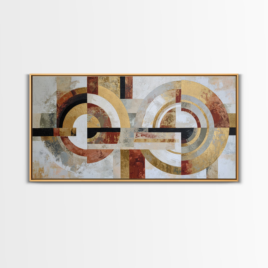 Abstract Circular Forms Framed Canvas Print, Modern Art, Boho Wall Decor, Living Room Decor, Abstract Art, Modern, MOD-2x1-87
