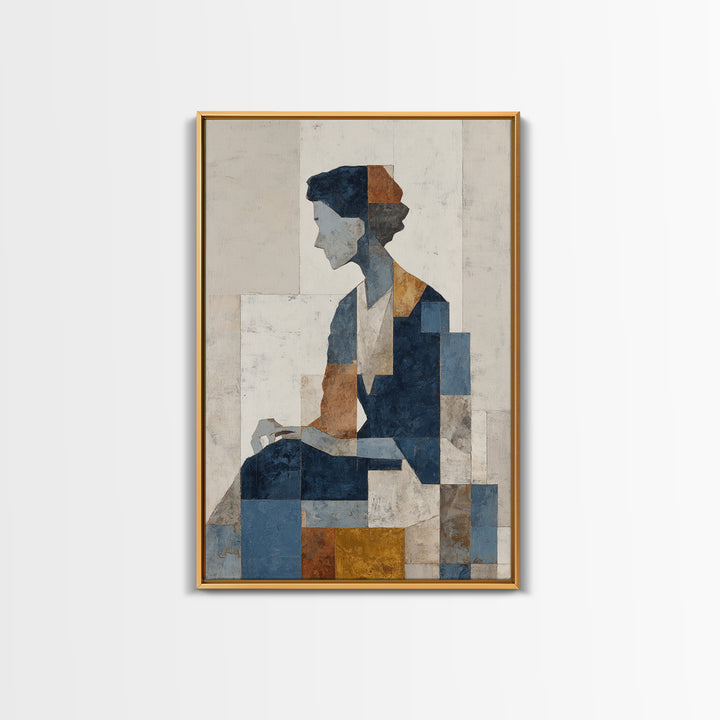 Fragmented Figure Study Framed Canvas Print, Modern Art, Wall Hanging, Living Room Decor, Oil Painting, Modern, MOD-2x3-73
