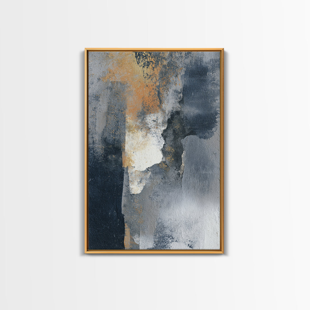 Monochrome Ink and Acrylic Mixed Media Look Framed Canvas Print, Modern Art, Canvas Art, Living Room Decor, Fine Art, Modern, MOD-2x3-76