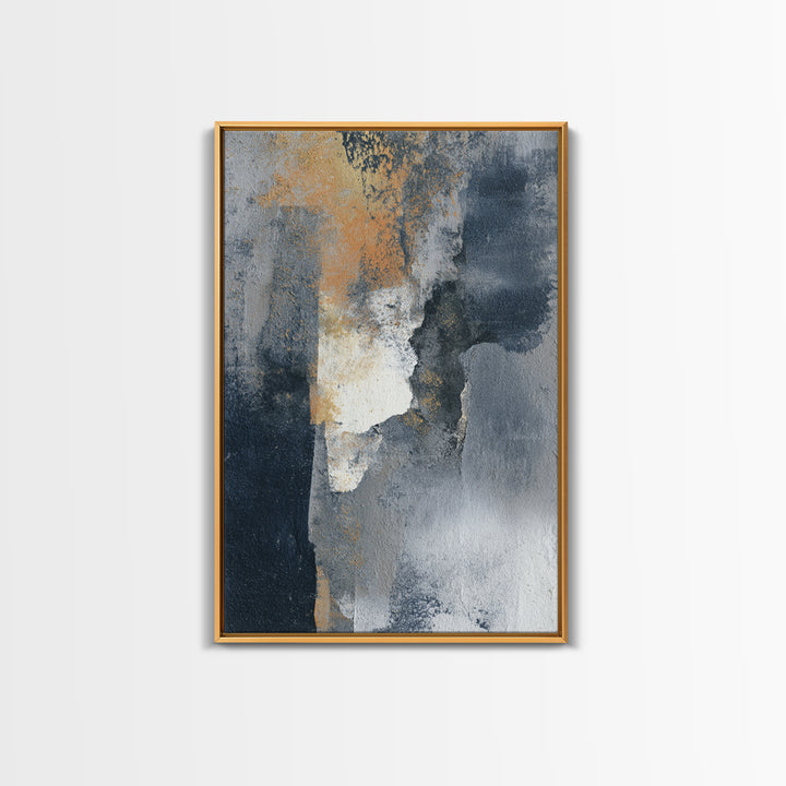 Monochrome Ink and Acrylic Mixed Media Look Framed Canvas Print, Modern Art, Canvas Art, Living Room Decor, Fine Art, Modern, MOD-2x3-76