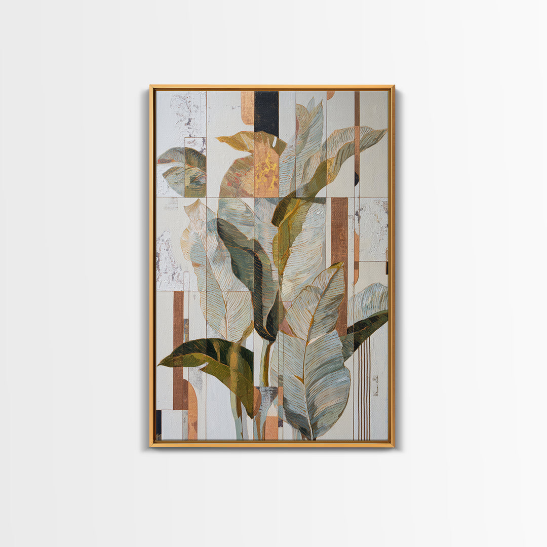 Modern Botanical Painting Framed Canvas Print, Modern Art, Canvas Wall Art, Living Room Decor, Oil Painting, Modern, MOD-2x3-85