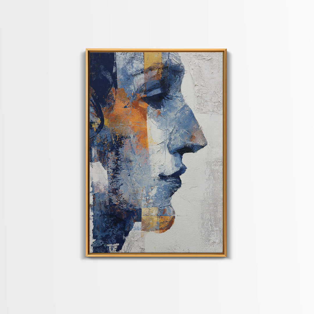 Expressive Brushwork in Cobalt and Rust Canvas Print, Modern Art, Digital Art, Living Room Decor, Abstract Art, Modern, MOD-2x3-86