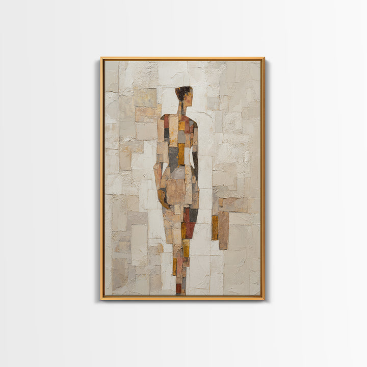 Fragmented Figure Study Framed Canvas Print, Modern Art, Wall Hanging, Living Room Decor, Oil Painting, Modern, MOD-2x3-97