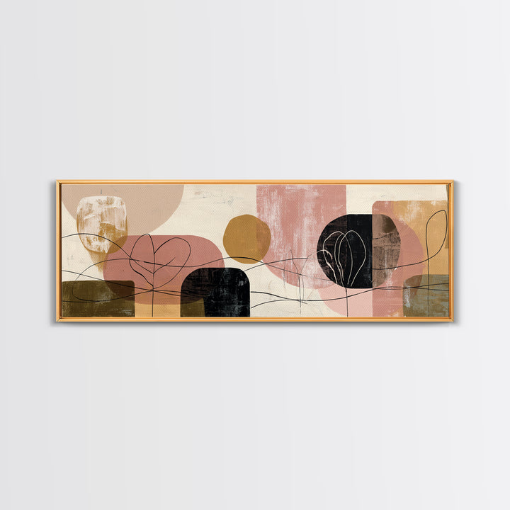 Clean Botanical Silhouette on Color Block Ground Canvas Print, Modern Art, Fine Art Print, Living Room Decor, Oil Painting, MOD-3x1-39