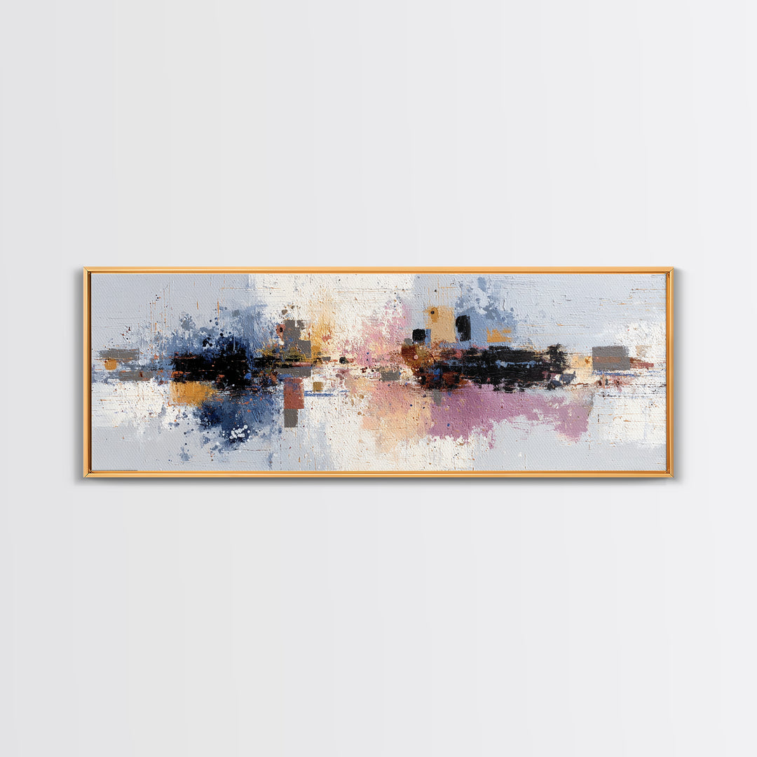 Expressive Brushwork in Cobalt and Rust Canvas Print, Modern Art, Canvas Art, Living Room Decor, Fine Art, Modern, Poster Art, MOD-3x1-46