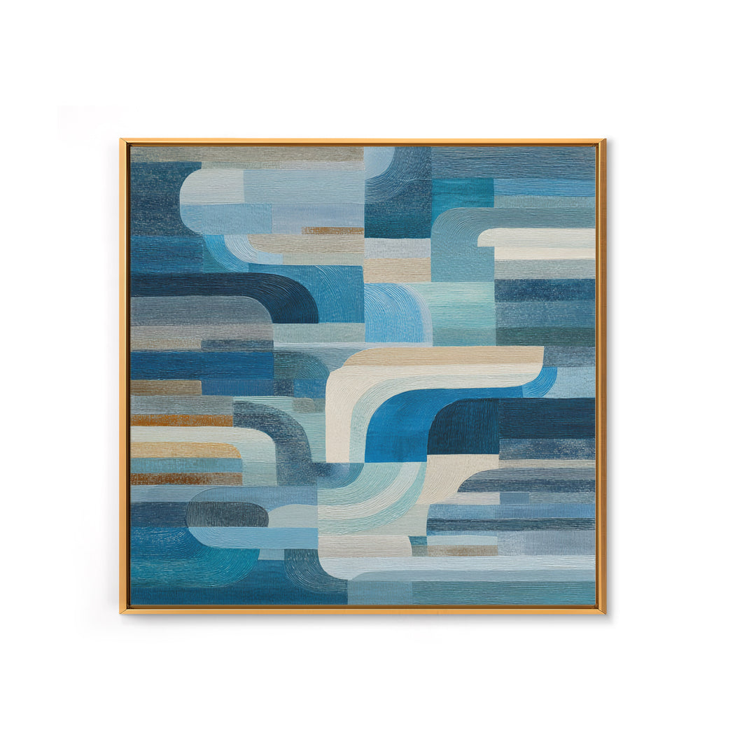 All Blue Ocean Abstraction Framed Canvas Print, Monochrome Art, Wallpaper Mural, Living Room Decor, Fine Art, Mono, MON-1x1-1