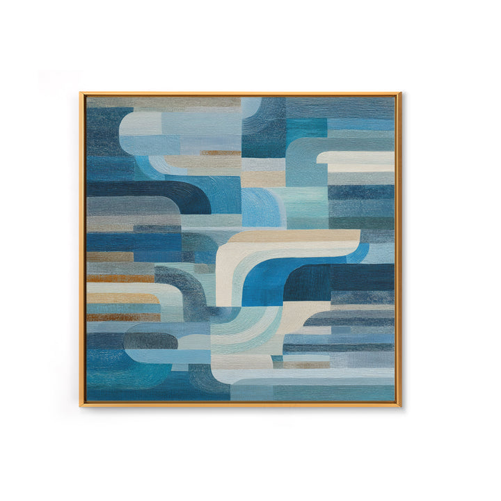 All Blue Ocean Abstraction Framed Canvas Print, Monochrome Art, Wallpaper Mural, Living Room Decor, Fine Art, Mono, MON-1x1-1