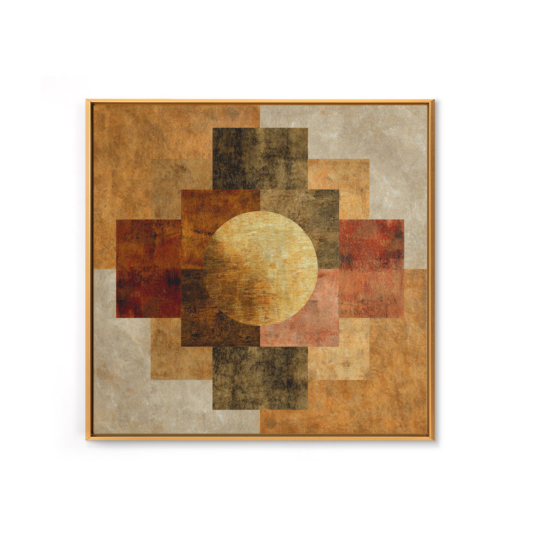 Gold Tonal Sunburst Medallion Canvas Print, Monochrome Art, Dopamine Decor, Living Room Decor, Fine Art, Mono, Modern Decor, MON-1x1-14