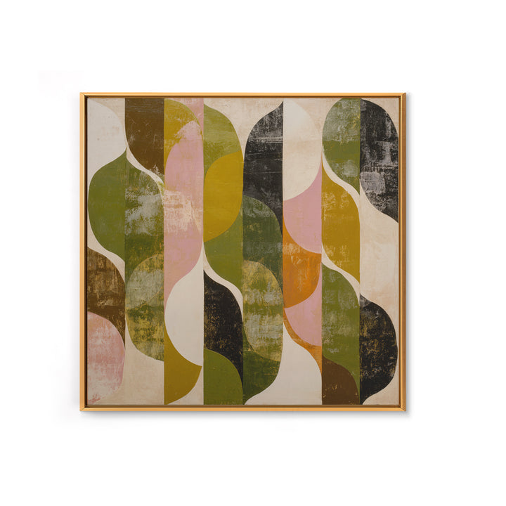 Olive Green Abstract Leaf Pattern Canvas Print, Monochrome Art, Living Room Decor, Watercolor Art, Mono, Printable Art, MON-1x1-20