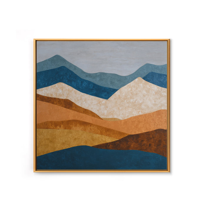 Blue Mountain Ridge Layers Framed Canvas Print, Monochrome Art, Modern Wall Art, Living Room Decor, Mono, Statement Artwork, MON-1x1-24