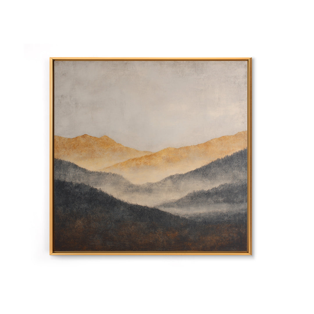 Charcoal Mountain Landscape Framed Canvas Print, Monochrome Art, Printable Wall Art, Living Room Decor, Fine Art, Mono, MON-1x1-28