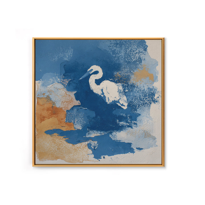 Blue Heron in Monochrome Navy Palette Framed Canvas Print, Monochrome Art, Gallery Decor, Living Room Decor, Fine Art, Mono, MON-1x1-32