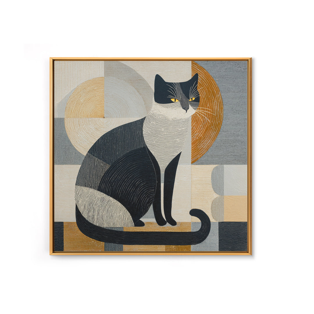 Monochrome Cat Portrait Canvas Print, Monochrome Art, Printable Art, Living Room Decor, Oil Painting, Mono, Minimalist Wall Art, MON-1x1-35