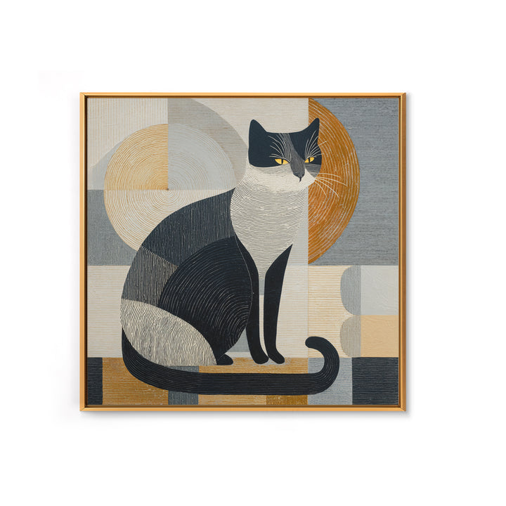 Monochrome Cat Portrait Canvas Print, Monochrome Art, Printable Art, Living Room Decor, Oil Painting, Mono, Minimalist Wall Art, MON-1x1-35