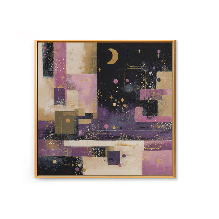 Purple Night Sky Framed Canvas Print, Monochrome Art, Living Room Decor, Fine Art, Mono, Gallery Decor, Neutral Decor, MON-1x1-39