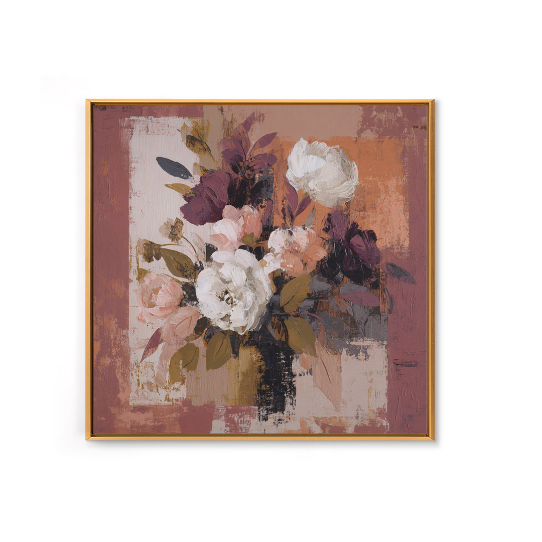 Monochrome Floral Bouquet Framed Canvas Print, Monochrome Art, Unique Wall Art, Living Room Decor, Mono, Fine Art Print, MON-1x1-42
