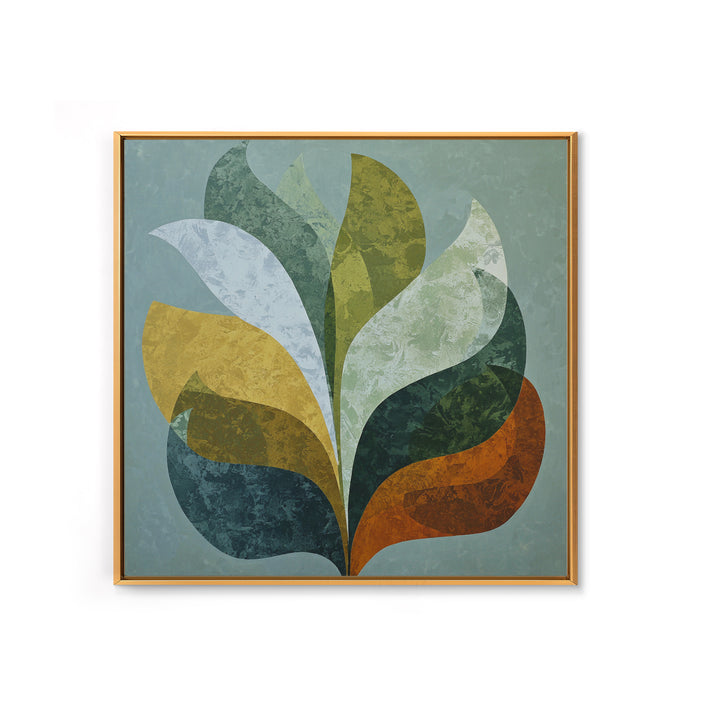 Olive Green Abstract Leaf Pattern Framed Canvas Print, Monochrome Art, Large Wall Art, Living Room Decor, Fine Art, Mono, MON-1x1-44