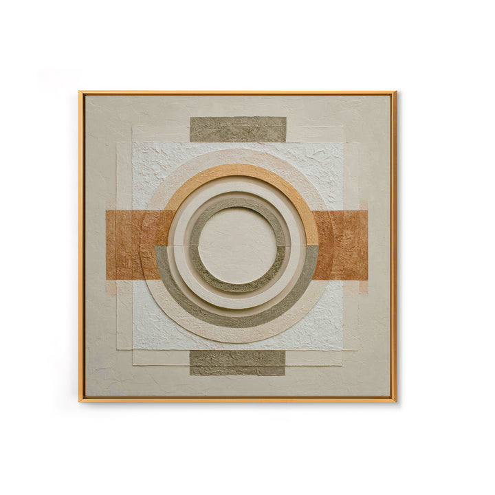 Cream on Cream Minimalist Forms Framed Canvas Print, Monochrome Art, Modern Wall Art, Living Room Decor, Fine Art, Mono, MON-1x1-46