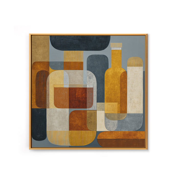 Brown Leather and Whiskey Still Life Framed Canvas Print, Monochrome Art, Textured Wall Art, Living Room Decor, Fine Art, Mono, MON-1x1-47