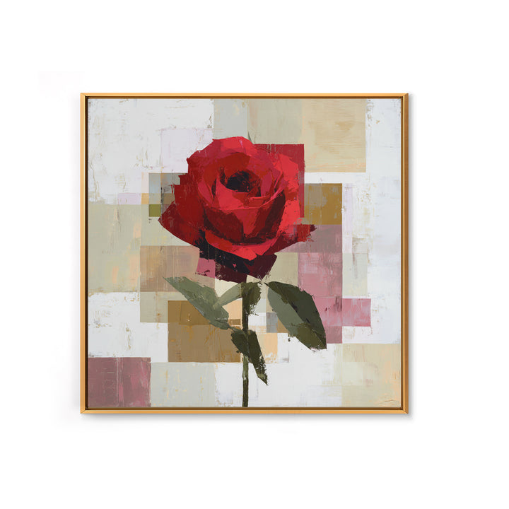 Single Red Rose Rendered Only Canvas Print, Monochrome Art, Modern Art, Living Room Decor, Watercolor Art, Mono, MON-1x1-55