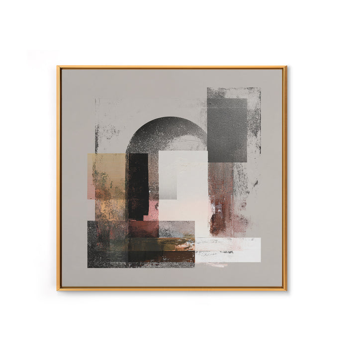 Gray Architectural Arch and Shadow Study Framed Canvas Print, Monochrome Art, Abstract Painting, Living Room Decor, MON-1x1-58