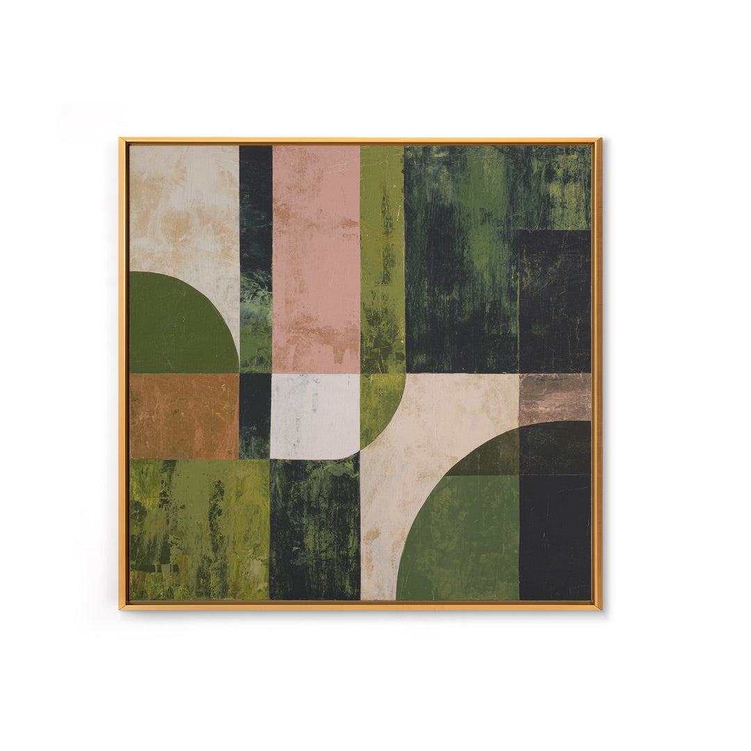 Deep Green Forest Silhouette Study Framed Canvas Print, Monochrome Art, Minimalist Wall Art, Living Room Decor, Fine Art, Mono, MON-1x1-61