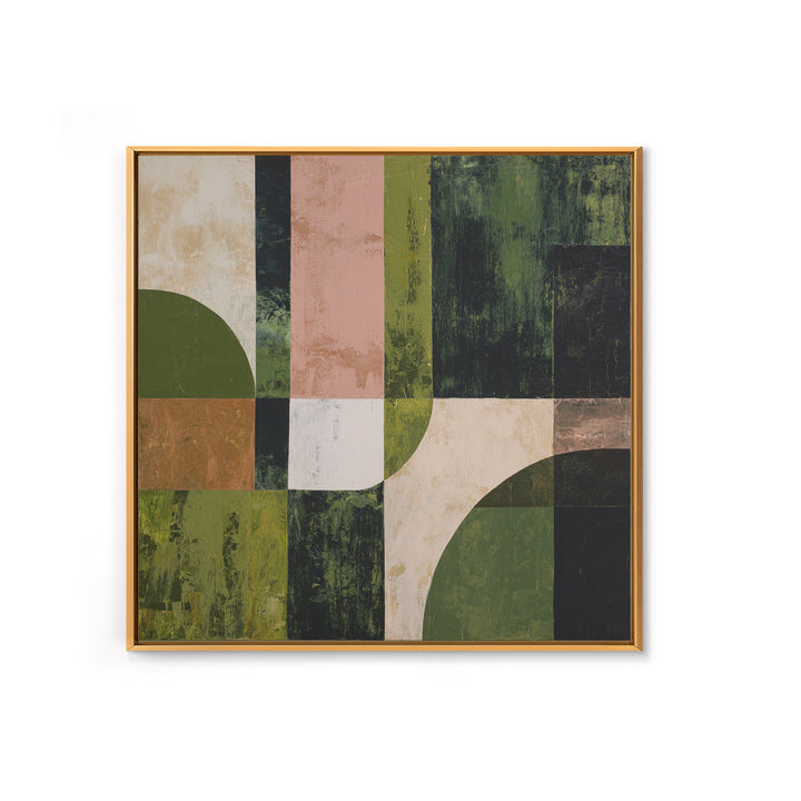 Deep Green Forest Silhouette Study Framed Canvas Print, Monochrome Art, Minimalist Wall Art, Living Room Decor, Fine Art, Mono, MON-1x1-61