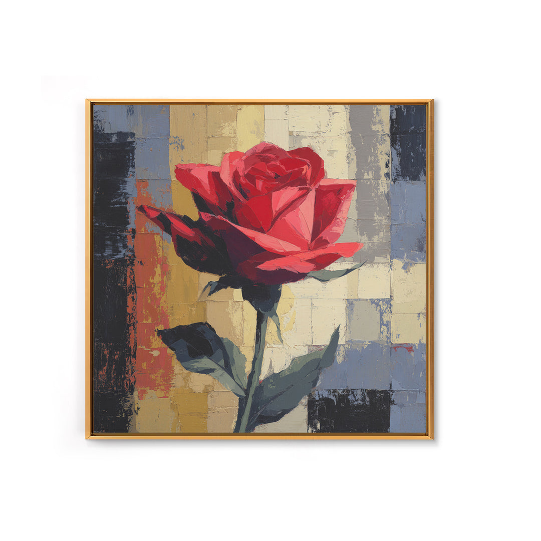 Single Red Rose Rendered Only Framed Canvas Print, Monochrome Art, Large Wall Art, Living Room Decor, Fine Art, Mono, MON-1x1-7