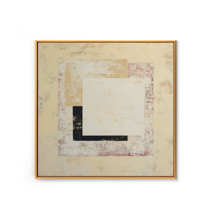 Cream on Cream Minimalist Forms Framed Canvas Print, Monochrome Art, Modern Wall Art, Living Room Decor, Fine Art, Mono, MON-1x1-70