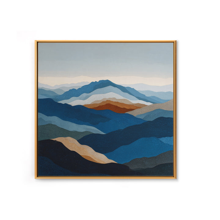 Blue Mountain Ridge Layers Framed Canvas Print, Monochrome Art, Bedroom Wall Art, Living Room Decor, Mono, Luxury Decor, MON-1x1-72