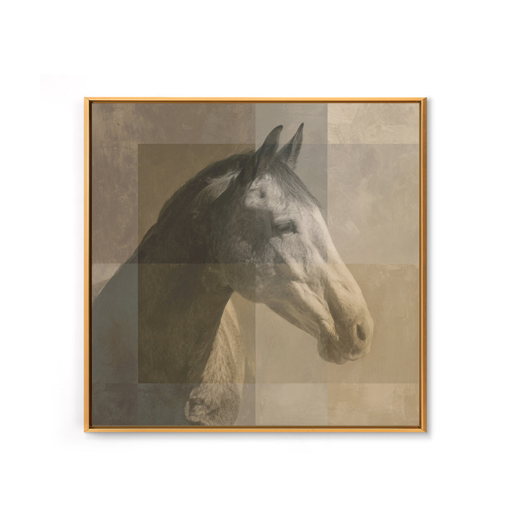 Sepia Horse Portrait Framed Canvas Print, Monochrome Art, Minimalist Wall Art, Living Room Decor, Oil Painting, Mono, MON-1x1-74