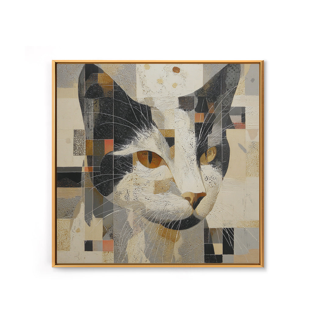 Monochrome Cat Portrait Framed Canvas Print, Monochrome Art, Fine Art Print, Living Room Decor, Fine Art, Mono, Digital Prints, MON-1x1-83