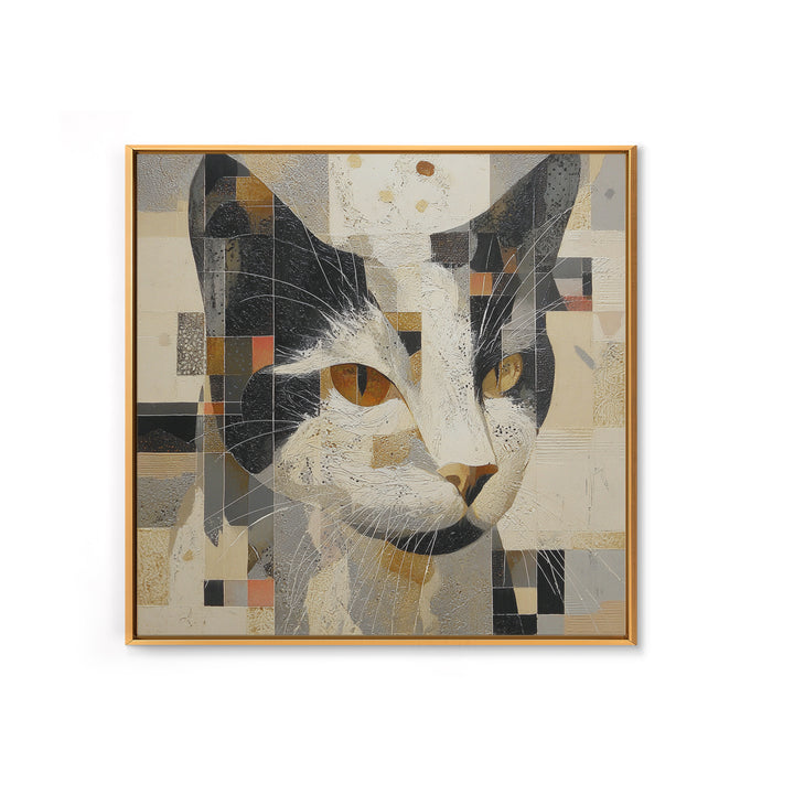 Monochrome Cat Portrait Framed Canvas Print, Monochrome Art, Fine Art Print, Living Room Decor, Fine Art, Mono, Digital Prints, MON-1x1-83
