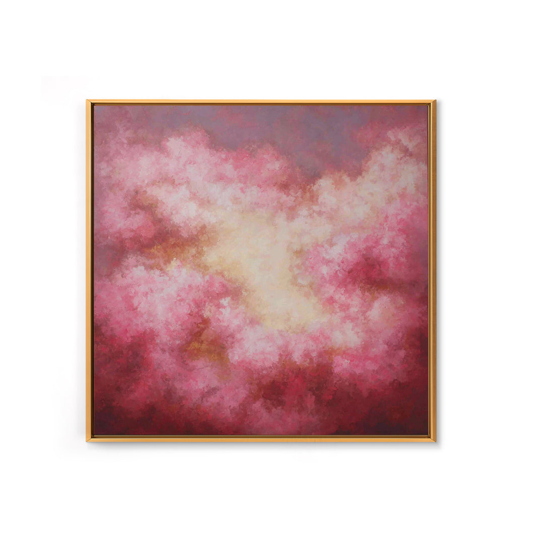 All Pink Cloudscape Framed Canvas Print, Monochrome Art, Abstract Painting, Living Room Decor, Abstract Art, Mono, Luxury Decor, MON-1x1-84