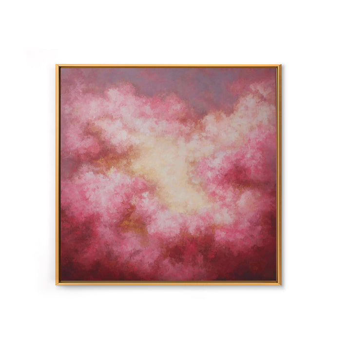 All Pink Cloudscape Framed Canvas Print, Monochrome Art, Abstract Painting, Living Room Decor, Abstract Art, Mono, Luxury Decor, MON-1x1-84