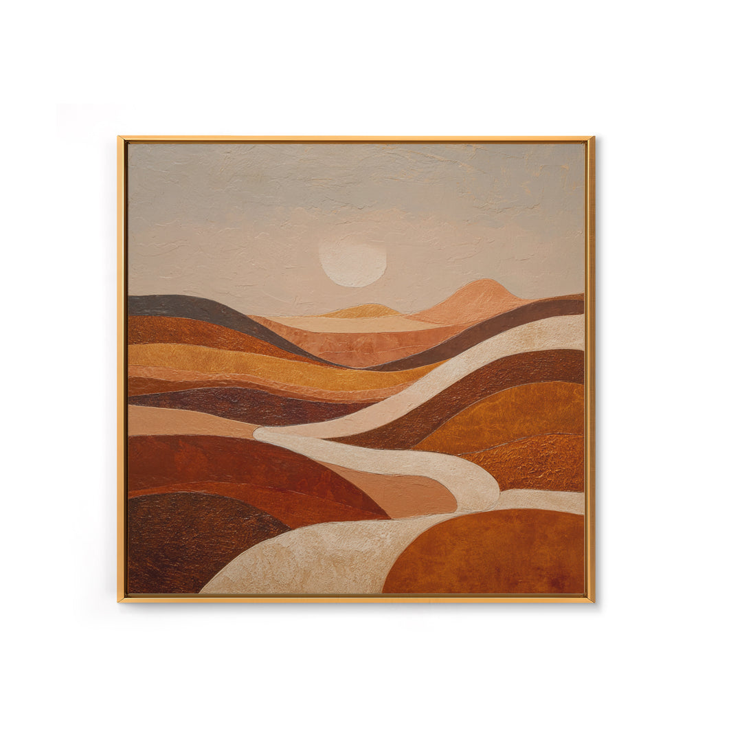 Warm Brown Desert Landscape Canvas Print, Monochrome Art, Moody Wall Art, Living Room Decor, Watercolor Art, Mono, MON-1x1-9