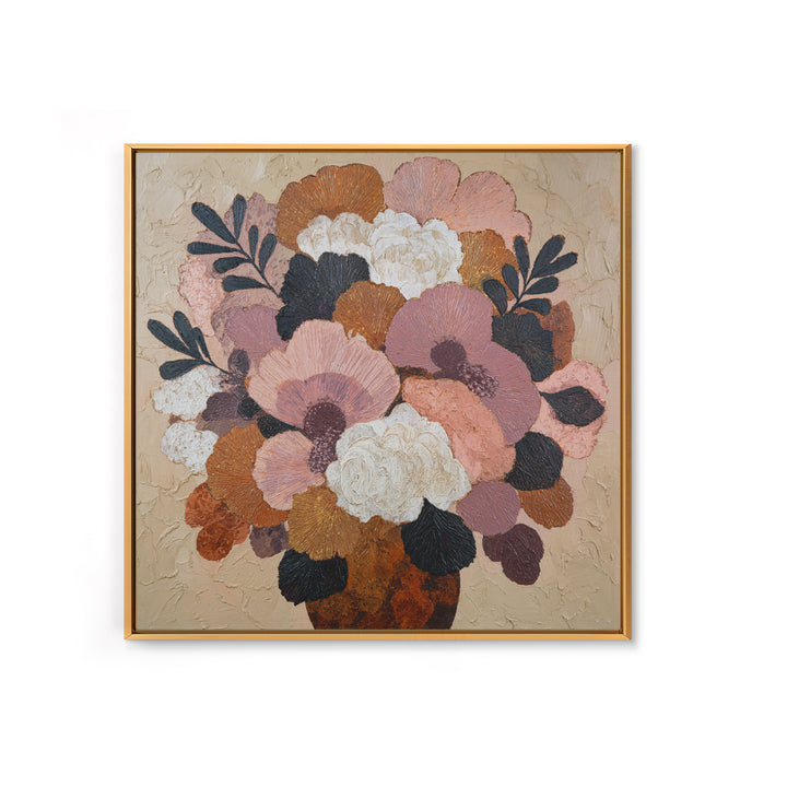 Monochrome Floral Bouquet Canvas Print, Monochrome Art, Modern Art, Living Room Decor, Oil Painting, Mono, Textured Painting, MON-1x1-90